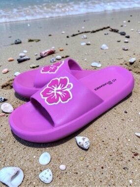 No Boundaries Womens Slide Sandals Size 9 Pink Floral Comfort Platform NWT